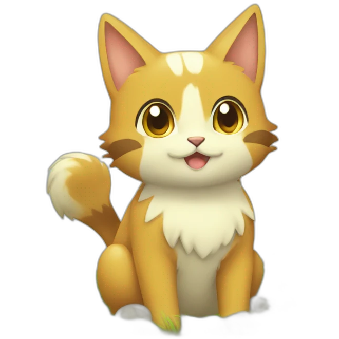 Sitting-bicolor-grass-type-pokemon-cat emoji
