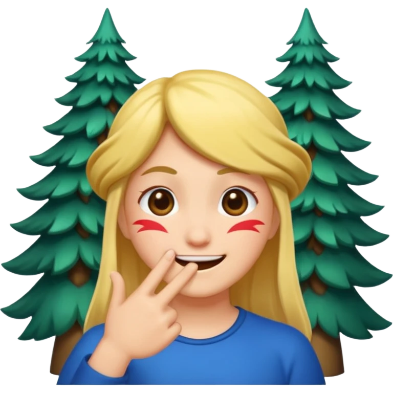 mystic forest character finger under chin teasing smile emoji