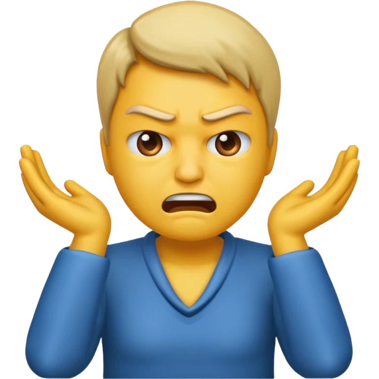 I want an emoji of a person with two hands around their neck and making like an angry face emoji