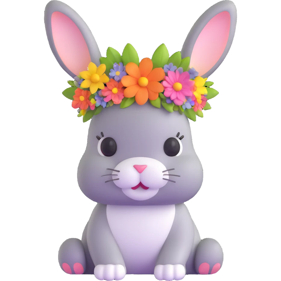 adorable bunny with floral crown emoji