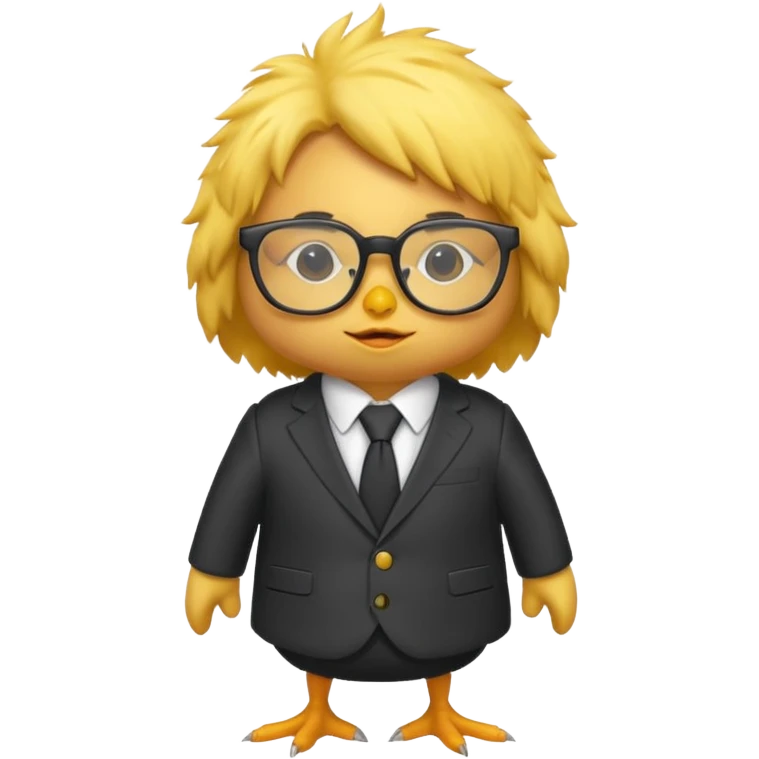 chick animal with glasses, wearing suit emoji