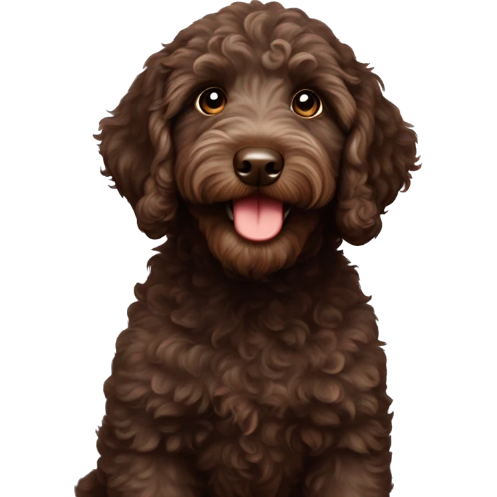 Dark brown Australian labradoodle puppy emoji