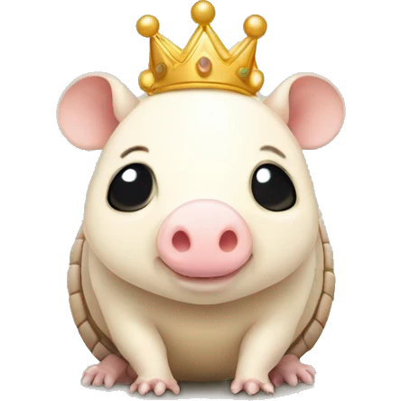  Beige piebald chubby round armadillo pig panda centipede armadillo wearing a crown emoji