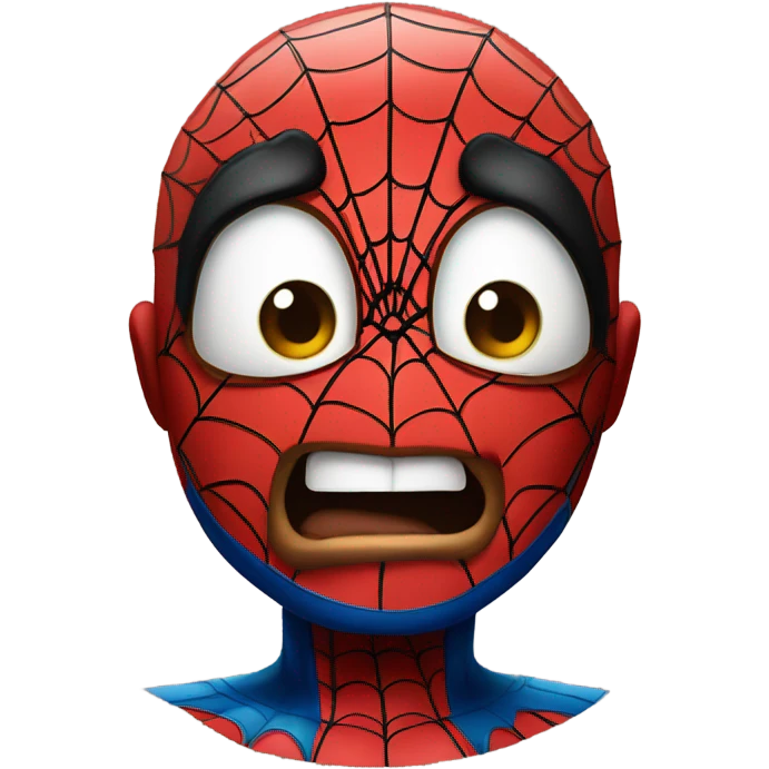 Spiderman making a face emoji