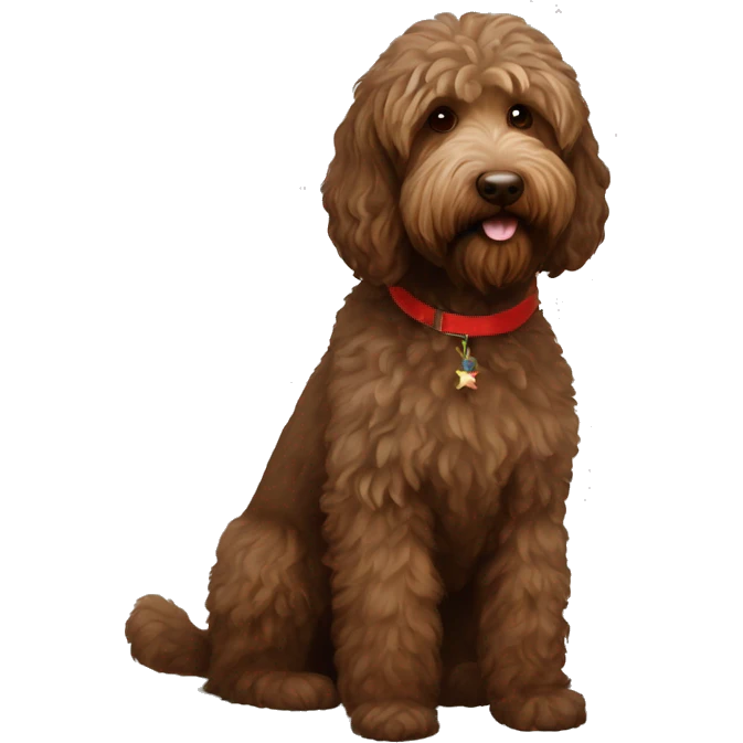 Brown labradoodle with xmass balls emoji