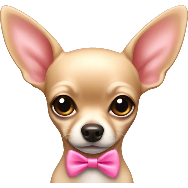 A beige chihuahua with a pink cute bow emoji