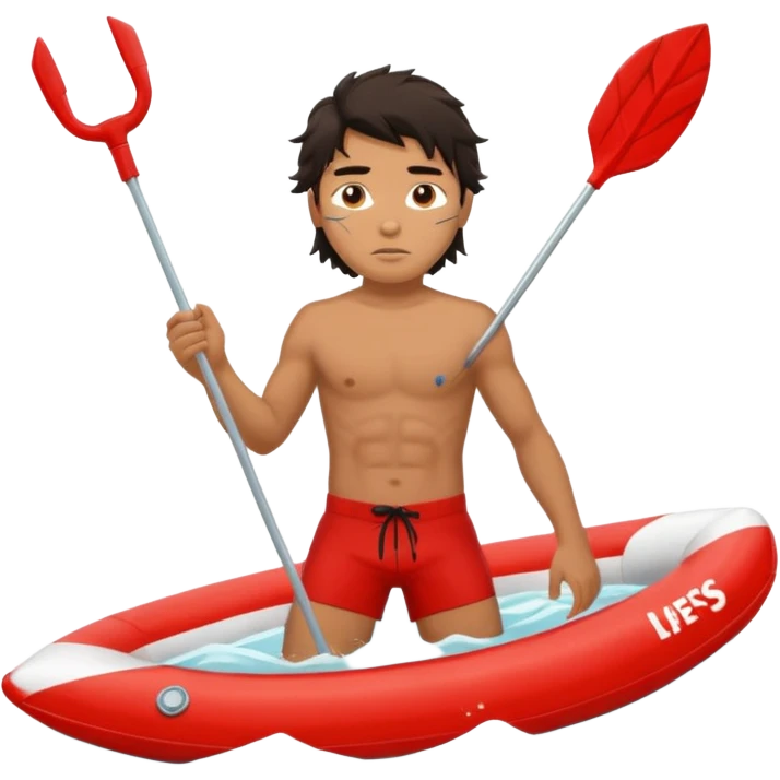 Lifeguard Native American Teenager with messy hair rescuing someone emoji