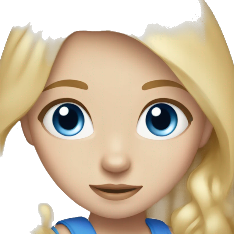 blonde hair girl blue eyes with calico cat emoji