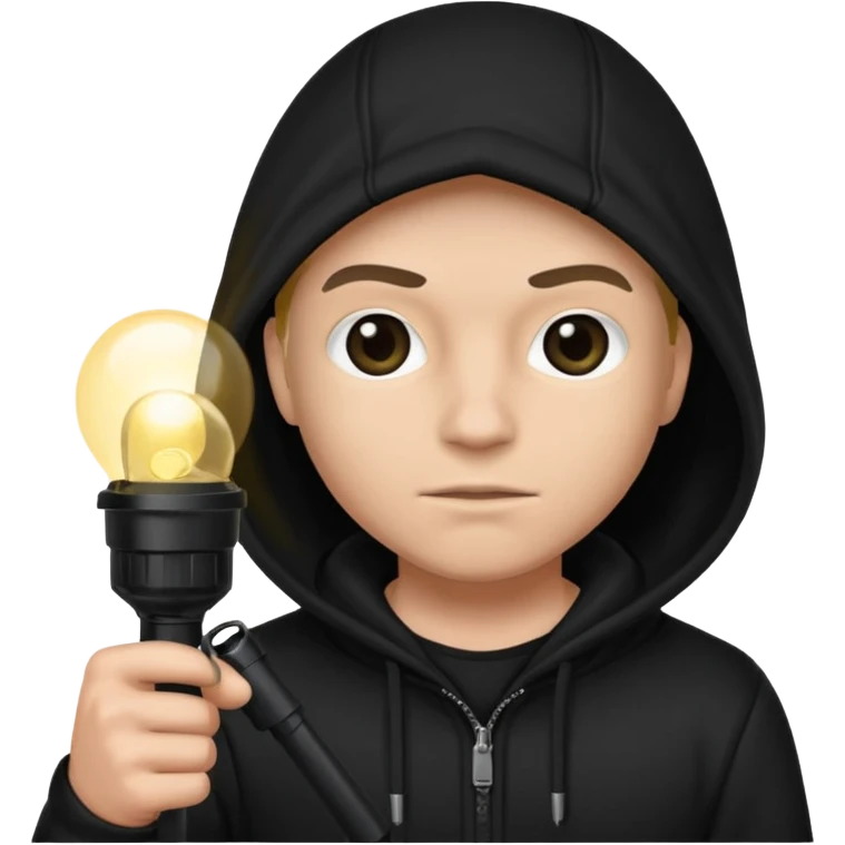 Thief with black hood and flashlight emoji