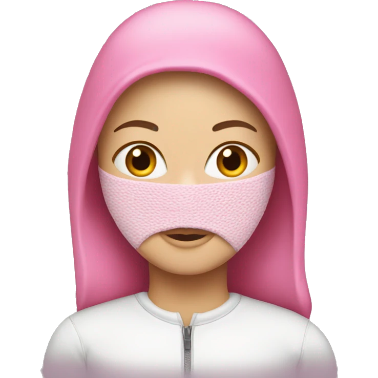 A White girl wearing a Pink ski mask  emoji