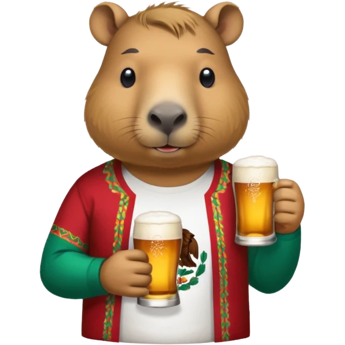 Capibara drink modelo beer with a Méxican shirt emoji