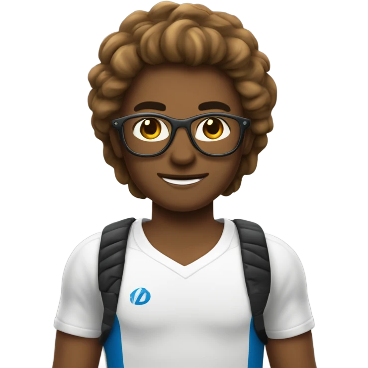 un sportif aux cheveux bruns courts et aux lunettes dorées emoji