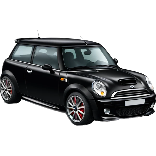 A fully black Mini Cooper s works, full image from the front  emoji