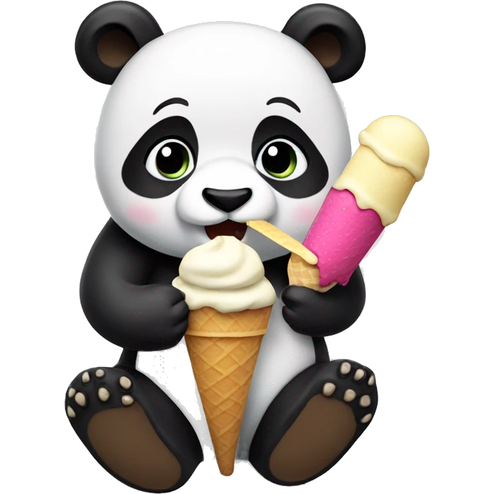 Panda eating ice cream emoji