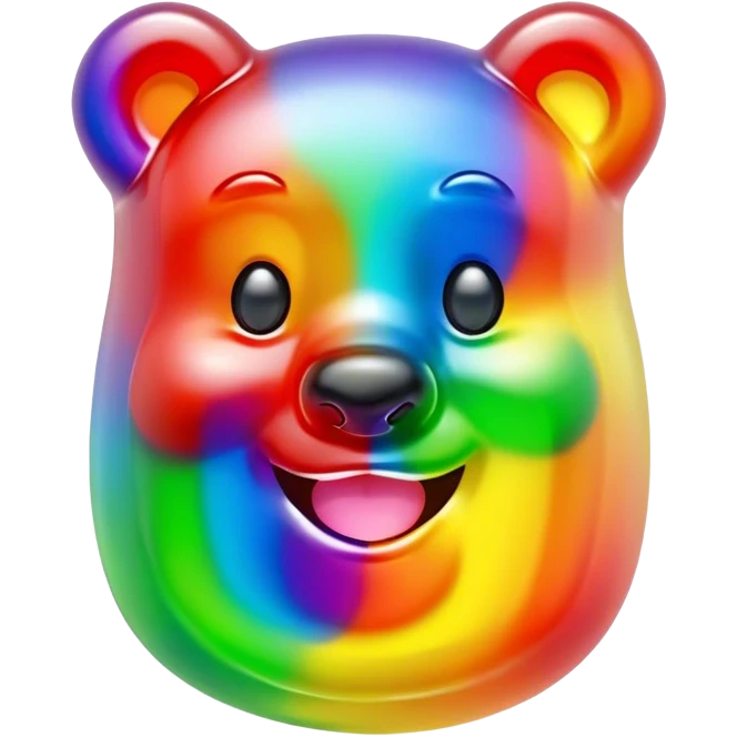 a rainbow gummy bear face emoji