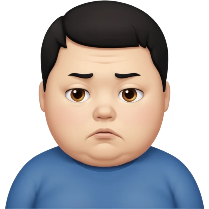 a fat boy with black hair looking sad emoji