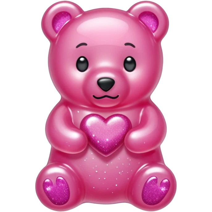 transparent pink gummy bear tender heart glitters pink emoji