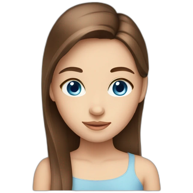 Cute girl with straight brown hair and blue eyes emoji