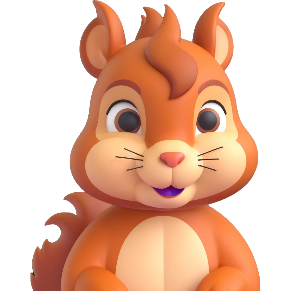 squirrel in deep thought, one eyebrow raised, pensive face emoji