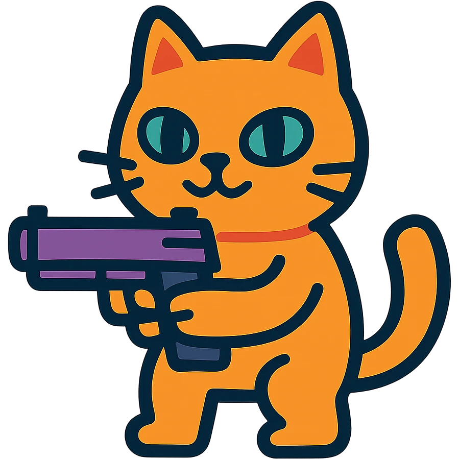 a cat holding a gun emoji