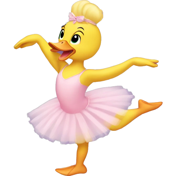 Yellow duckling doing ballerina emoji