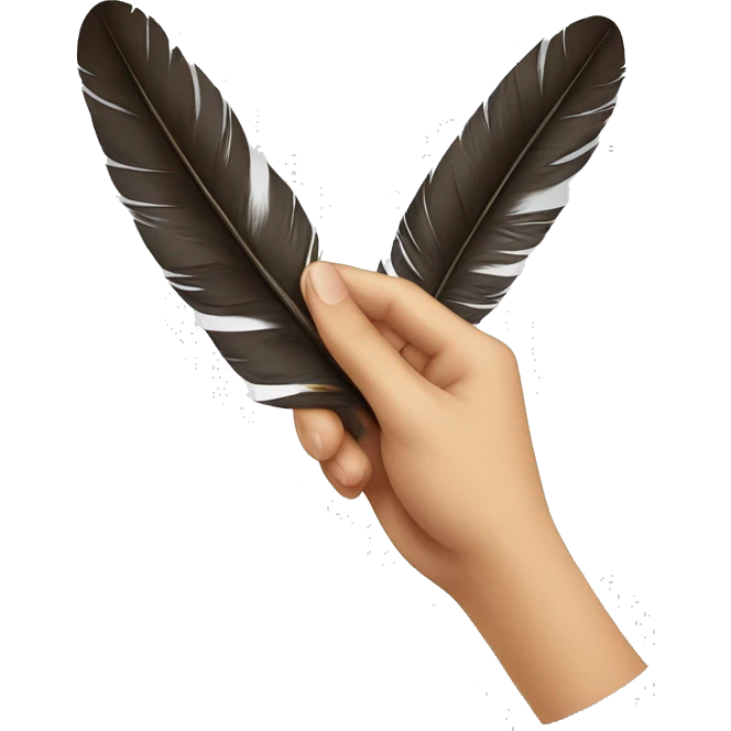 hand with feathers emoji