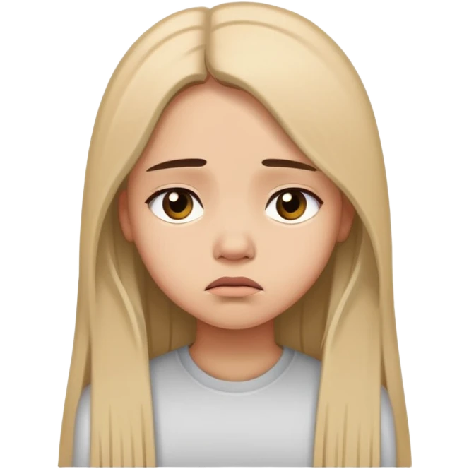 Girl showing sadness, light skin tone, long straight hair emoji