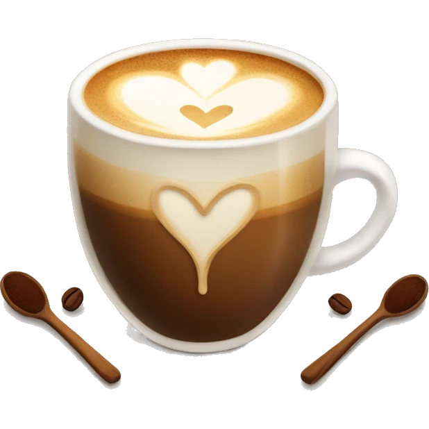 Hot coffee with heart latte set emoji