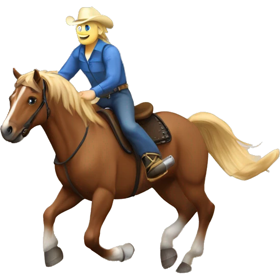 Sorrel horse with white blaze running around a barrel. Tack is all blue. Wearing a blue fringe breast collar. Rider is wearing a black top with blue jeans and boots. Rider has dirty blonde hair and blue eyes emoji