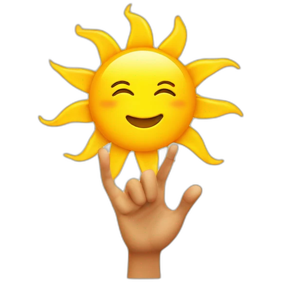 sun waving hello with a hand emoji