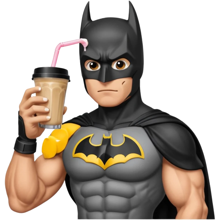batman eating protein shake looking at his watch emoji
