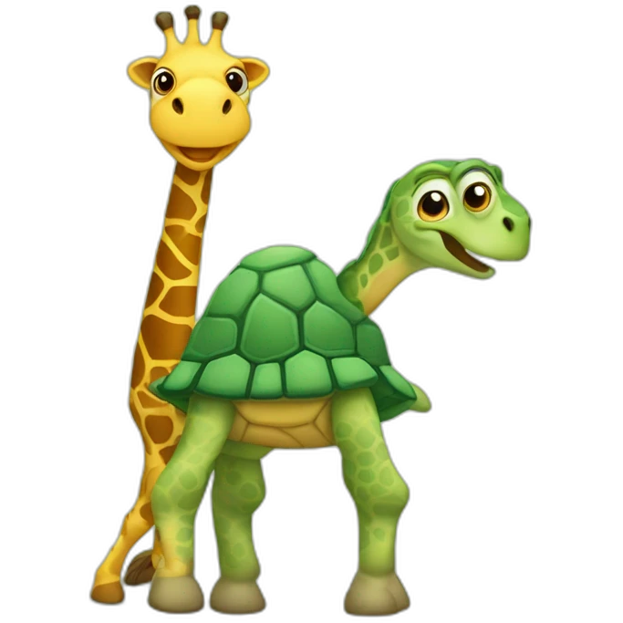 Un tortue sur un girafe emoji