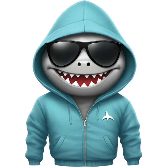 Shark wearing a hoodie & sunglasses emoji