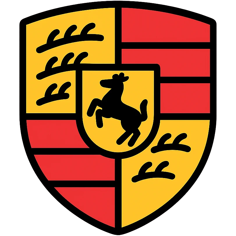 Porsche logo inspired, minimal, stylized, icon style, no text emoji