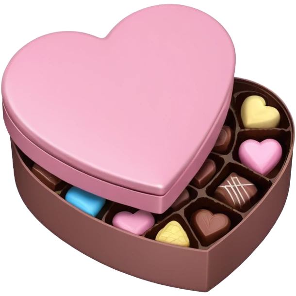 Pastel pink heart shaped box with chocolates in it emoji