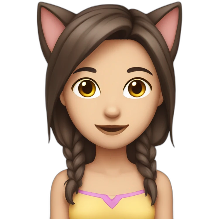 Cat girl (Caucasian with dark brown hair) cat ears emoji