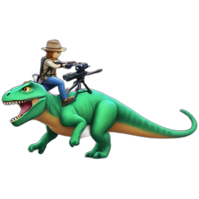 cat riding a dinosaur shooting lasers emoji