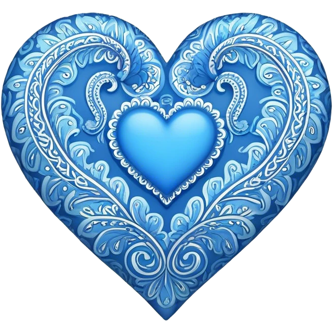 Blue heart with paisley  emoji
