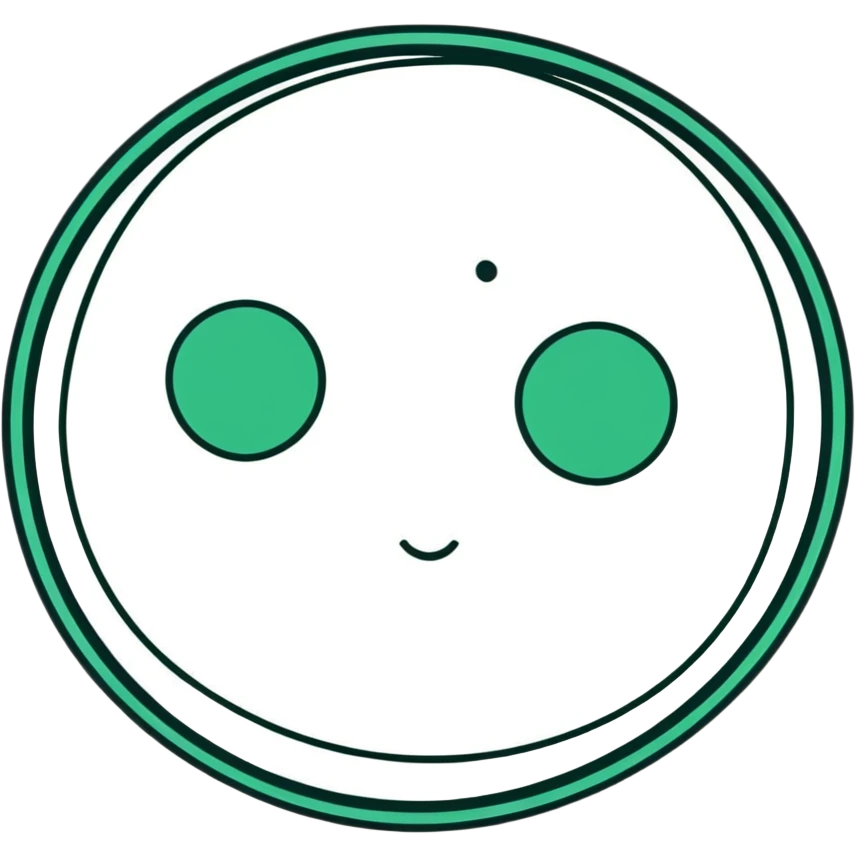 Elegant Maya fresco-inspired face, precise clean geometric lines, sophisticated circular patterns, dark green on white, refined artistic style emoji