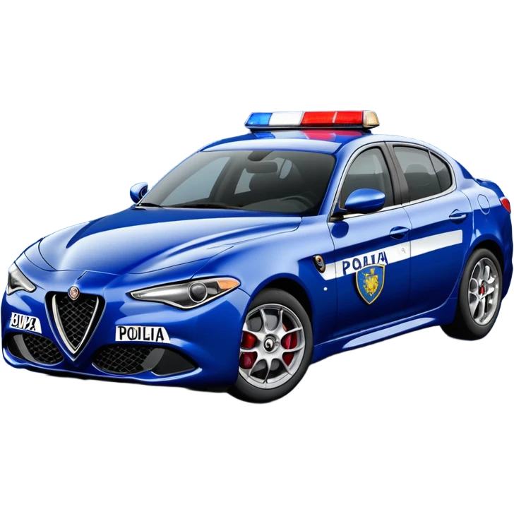 crea auto di servzio alfa romeo giulia tutta blu scuro con la scritta sul lato polizia penitenziaria  emoji