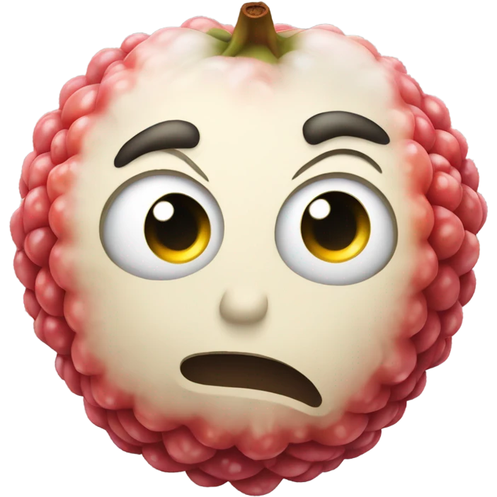a lychee fruit with nonchalance face emoji