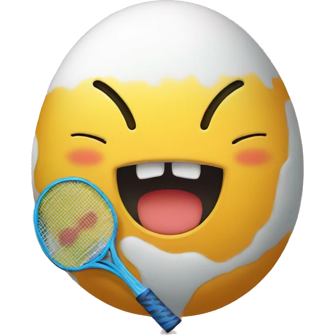 the meow blob emoji with a table tennis racket on its head emoji