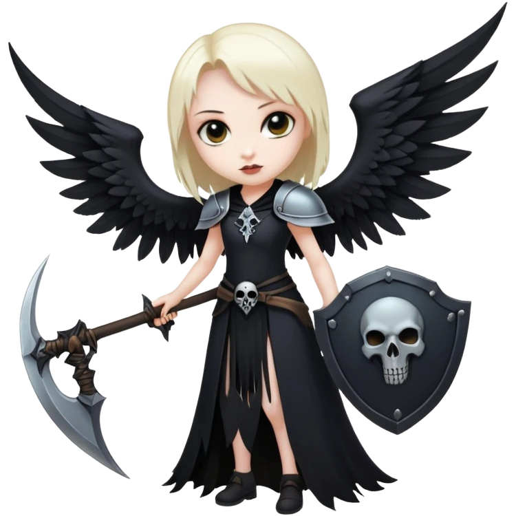 Necromancer girl with wings, a scythe and shield emoji