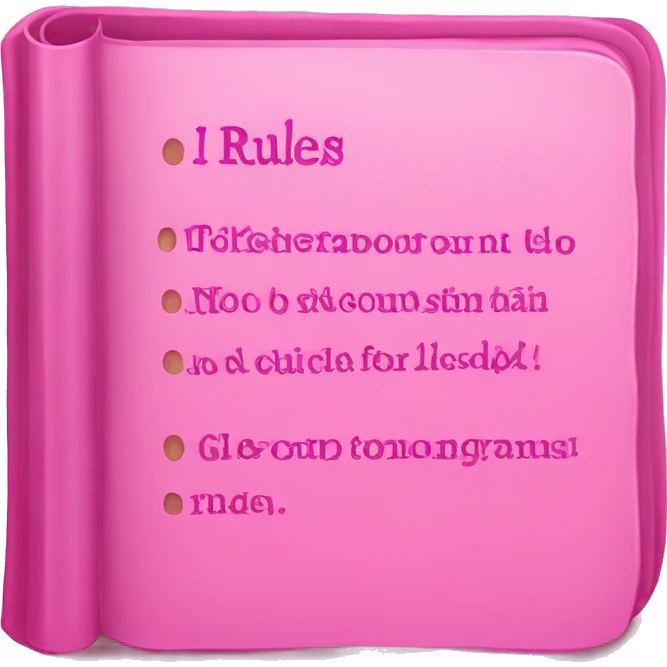 pink rulebook with DA Rules! written on it emoji