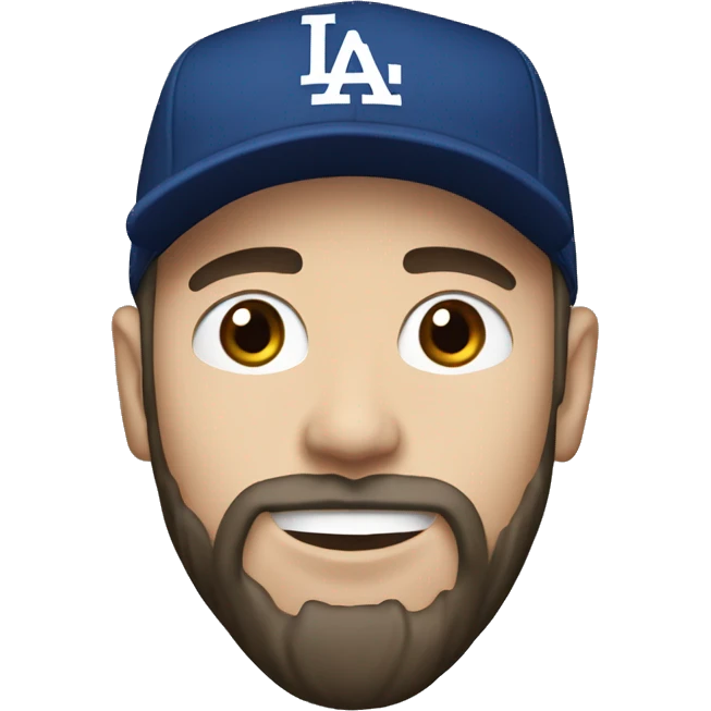 White skin, young, Japanese man, short beard, LA Dodger hat emoji