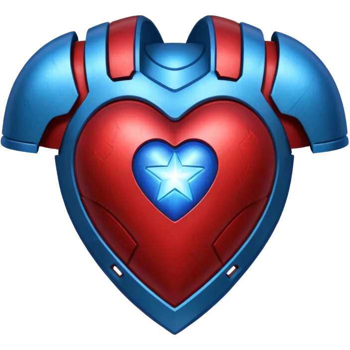 A red Iron Man armor heart with a glowing blue star in the center emoji