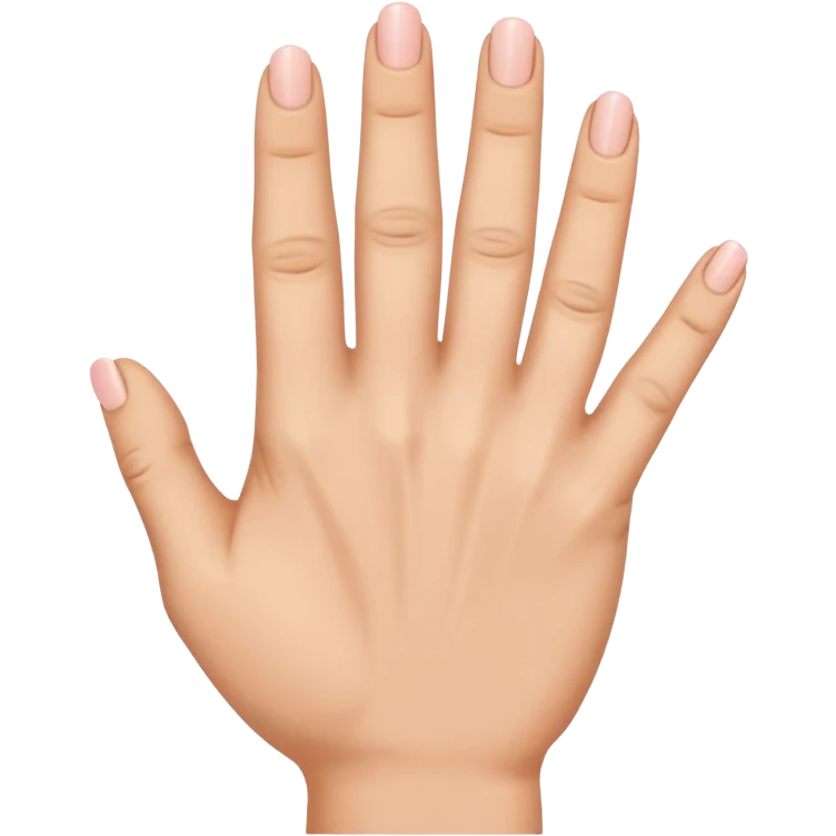 there's a space between thum and index finger. While index, middle, and ring finger are close to each other and there's also a space between ring and pinky finger. emoji
