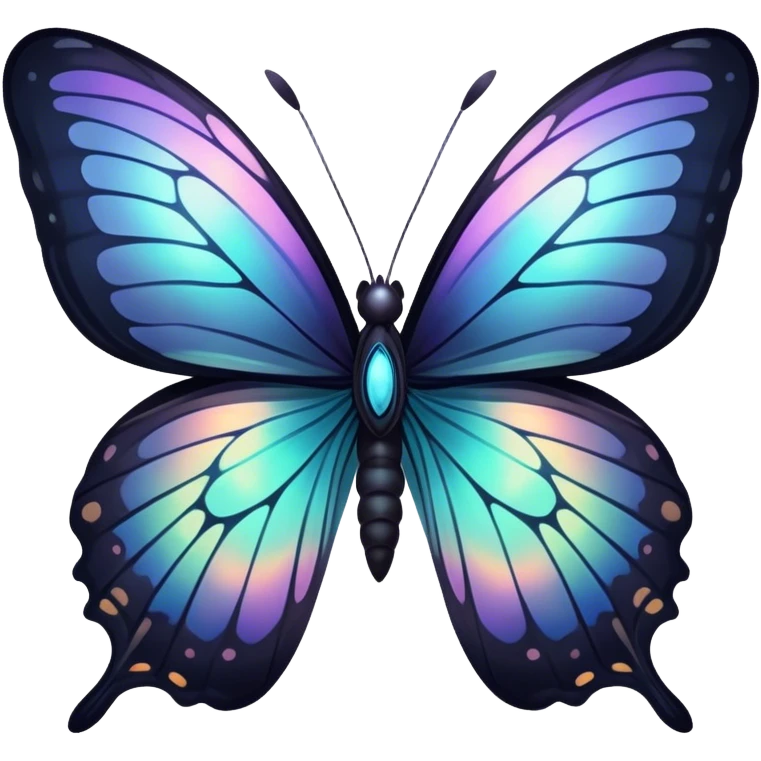 Dark, glowing, bio-luminescent butterfly emoji