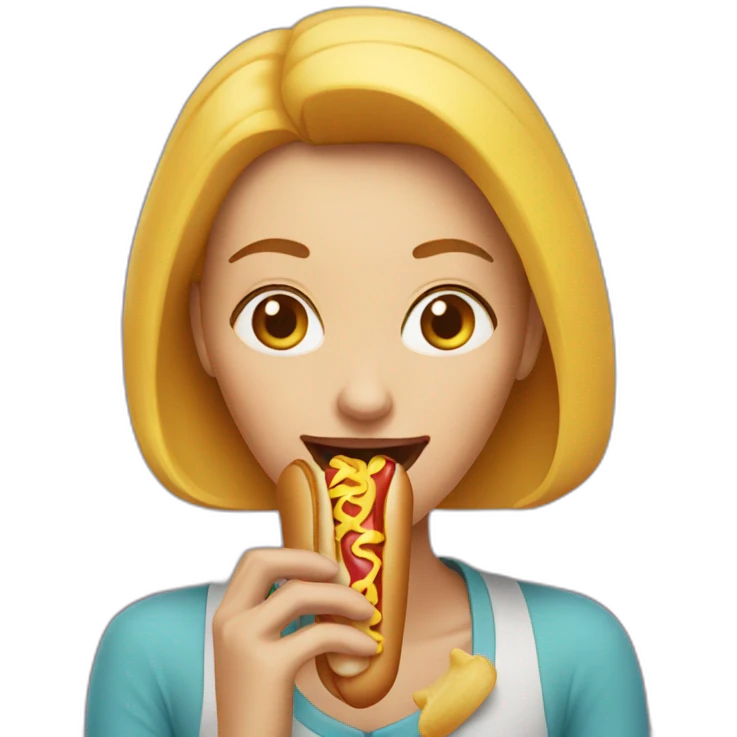 Woman eating hotdog emoji