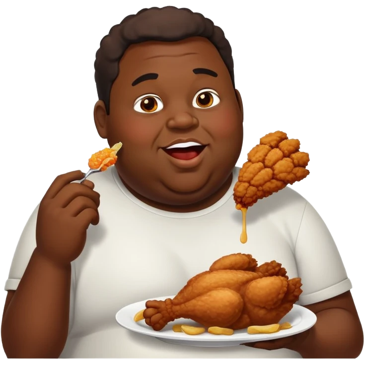 Fat black man with fried chicken emoji